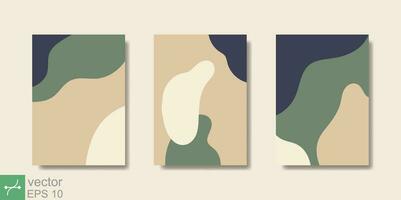 Organic abstract shapes in pastel colors background. Minimal poster camouflage, brown, cream, green, black colors. Modern greeting cards, Contemporary collage wedding invitations. Vector EPS 10.