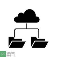 nube almacenamiento icono. sencillo sólido estilo. digital archivo organización servicio, subir, computadora respaldo, tecnología concepto. glifo vector ilustración aislado en blanco antecedentes. eps 10