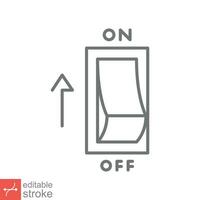 Light on, electric switch icon. Simple outline style. Power turn on button, toggle switch on position concept. Thin line vector illustration isolated on white background. Editable stroke EPS 10.