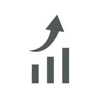 Increase arrow and data statistic in report financial bar chart show business progress. upward graphic Growing graph icon, sign, Vector illustration solid, glyph style. EPS 10