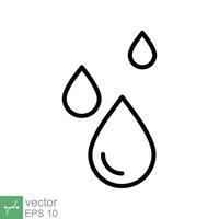 agua gotas icono. sencillo contorno estilo. soltar agua, gotita, líquido, lluvia, limpiar agua, agricultura, ambiente concepto. Delgado línea vector ilustración aislado en blanco antecedentes. eps 10