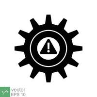 System error icon. Simple solid style. Risk alert, failure, mechanical gear engine, trouble service, caution, technology concept. Glyph vector illustration isolated on white background. EPS 10.