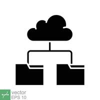 nube almacenamiento icono. sencillo sólido estilo. digital archivo organización servicio, subir, computadora respaldo, tecnología concepto. glifo vector ilustración aislado en blanco antecedentes. eps 10