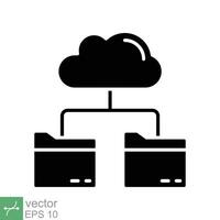 nube almacenamiento icono. sencillo sólido estilo. digital archivo organización servicio, subir, computadora respaldo, tecnología concepto. glifo vector ilustración aislado en blanco antecedentes. eps 10