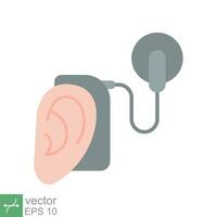 Cochlear implant icon. Simple flat style. Cybernetics, human ear with electronic device, technology, medical concept. Vector illustration isolated on white background. EPS 10.