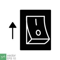 Light on, electric switch icon. Simple solid style. Power turn on button, toggle switch on position, turn on, technology concept. Glyph vector illustration isolated on white background. EPS 10.