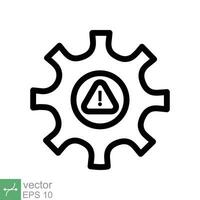 System error icon. Simple outline style. Risk alert, failure, mechanical gear engine, trouble service, caution, technology concept. Line vector illustration isolated on white background. EPS 10.