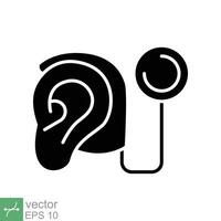 Cochlear implant icon. Simple solid style. Cybernetics, human ear with electronic device, technology, medical concept. Glyph vector illustration isolated on white background. EPS 10.