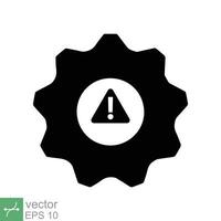 System error icon. Simple solid style. Risk alert, failure, mechanical gear engine, trouble service, caution, technology concept. Glyph vector illustration isolated on white background. EPS 10.