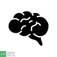 Human brain icon. Simple solid style. Neurology, memory, psychology, intellect, medical concept. Glyph vector illustration symbol isolated on white background. EPS 10.