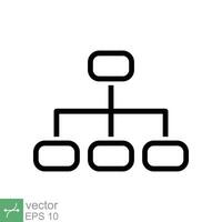 Organization chart icon. Simple outline style. Org hierarchy, company diagram flow symbol, team structure, business concept. Thin line vector illustration isolated on white background. EPS 10.