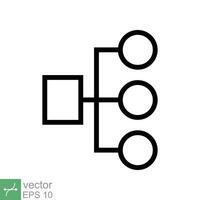 Organization chart icon. Simple outline style. Org hierarchy, company diagram flow symbol, team structure, business concept. Thin line vector illustration isolated on white background. EPS 10.