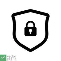 Shield and lock icon. Simple flat style. Secure, safe, computer protect, safety, web privacy concept. Vector illustration symbol isolated on white background. EPS 10.