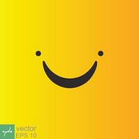 Smile icon template design. Smiling emoticon vector logo on yellow background. Face line art style. Funny doodle drawing, fun symbol, humor, joy concept. EPS 10.