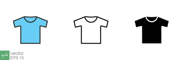 T-shirt icon. Simple flat, outline, solid style. Tee symbol, linear style sign for mobile concept and web design. Glyph, line vector illustration isolated on white background. EPS 10.