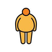 insalubre estilo de vida con gordura barriguita, obesidad masculino silueta símbolo para infografía, pictograma en describir, departamento, y sólido . exceso de peso hombre icono. vector ilustración lleno contorno estilo eps10