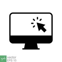 Computer monitor click cursor glyph icon. Simple solid style sign for mobile concept and web design. Mouse, PC, desktop, display. Vector illustration isolated. EPS 10.