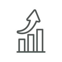 incrementar flecha y datos estadística en reporte financiero bar gráfico espectáculo negocio progreso. hacia arriba gráfico creciente grafico icono, firmar, describir, sólido. vector ilustración lleno contorno estilo. eps10