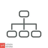 Organization chart icon. Simple outline style. Org hierarchy, company diagram flow symbol, business concept. Thin line vector illustration isolated on white background. Editable stroke EPS 10.