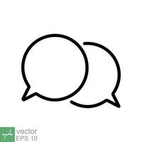 Talk bubble speech icon. Simple outline style. Chat, speak, dialogue, balloon, cloud, dialog, message, communication concept. Thin line vector illustration isolated on white background. EPS 10.