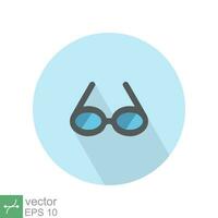 Dom lentes icono. sencillo plano estilo. negro gafas para hembra y masculino, accesorio, verano concepto. Gafas de sol firmar con largo sombra. vector ilustración símbolo aislado en blanco antecedentes. eps 10