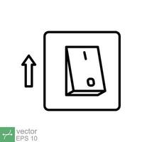 Light on, electric switch icon. Simple outline style. Power turn on button, toggle switch on position, turn on, technology concept. Thin line vector illustration isolated on white background. EPS 10.