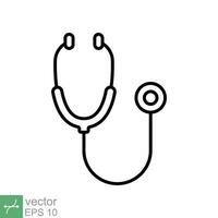 estetoscopio cardio dispositivo icono. sencillo contorno estilo. médico, médico equipo, salud corazón, hospital, cuidado de la salud concepto. Delgado línea vector ilustración aislado en blanco antecedentes. eps 10