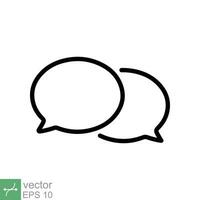 Talk bubble speech icon. Simple outline style. Chat, speak, dialogue, balloon, cloud, dialog, message, communication concept. Thin line vector illustration isolated on white background. EPS 10.