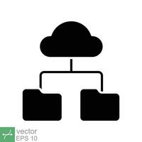 nube almacenamiento icono. sencillo sólido estilo. digital archivo organización servicio, subir, computadora respaldo, tecnología concepto. glifo vector ilustración aislado en blanco antecedentes. eps 10