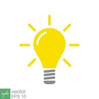 Light bulb icon. Simple flat style. glow lamp, idea, solution, inspiration, yellow lightbulb, technology concept. Vector illustration isolated on white background. EPS 10.