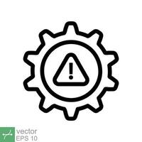 sistema error icono. sencillo contorno estilo. riesgo alerta, falla, mecánico engranaje motor, problema servicio, precaución, tecnología concepto. línea vector ilustración aislado en blanco antecedentes. eps 10