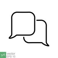 Talk bubble speech icon. Simple outline style. Chat, speak, dialogue, balloon, cloud, dialog, message, communication concept. Thin line vector illustration isolated on white background. EPS 10.