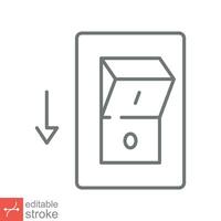 Light off, electric switch icon. Simple outline style. Power turn off button, toggle switch of position concept. Thin line vector illustration isolated on white background. Editable stroke EPS 10.