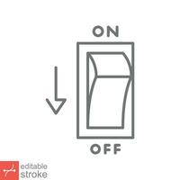 Light off, electric switch icon. Simple outline style. Power turn off button, toggle switch of position concept. Thin line vector illustration isolated on white background. Editable stroke EPS 10.