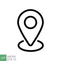 Pin location icon. Simple outline style. Map marker, place position, globe label, gps technology concept. Thin line vector illustration isolated on white background. EPS 10.