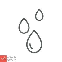 Water drops icon. Simple outline style. Drop water, droplet, liquid, rain, aqua, farming, environment concept. Thin line vector illustration isolated on white background. Editable stroke EPS 10.