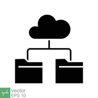 nube almacenamiento icono. sencillo sólido estilo. digital archivo organización servicio, subir, computadora respaldo, tecnología concepto. glifo vector ilustración aislado en blanco antecedentes. eps 10