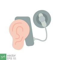 Cochlear implant icon. Simple flat style. Cybernetics, human ear with electronic device, technology, medical concept. Vector illustration isolated on white background. EPS 10.