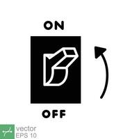 Light on, electric switch icon. Simple solid style. Power turn on button, toggle switch on position, turn on, technology concept. Glyph vector illustration isolated on white background. EPS 10.