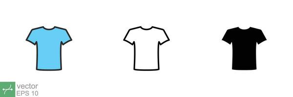 T-shirt icon. Simple flat, outline, solid style. Tee symbol, linear style sign for mobile concept and web design. Glyph, line vector illustration isolated on white background. EPS 10.