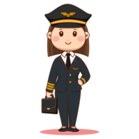 Cute Female Pilot Cartoon Character png