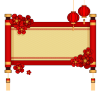traditionnel chinois papier faire défiler dans rouge avec fleur et rouge lampion png