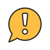 Bubble chat with exclamation mark inside for error message. Warning pop up notification. Hazard warning symbol. Chat, caution, warning icon. Vector illustration filled outline style. EPS10