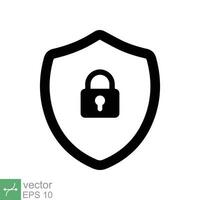 Shield and lock icon. Simple flat style. Secure, safe, computer protect, safety, web privacy concept. Vector illustration symbol isolated on white background. EPS 10.