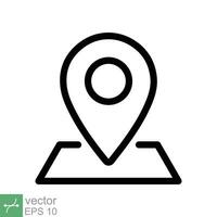 Pin location icon. Simple outline style. Map marker, place position, globe label, gps technology concept. Thin line vector illustration isolated on white background. EPS 10.