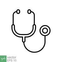 Stethoscope cardio device icon. Simple outline style. Medical, doctor equipment, health heart, hospital, healthcare concept. Thin line vector illustration isolated on white background. EPS 10.