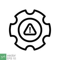 System error icon. Simple outline style. Risk alert, failure, mechanical gear engine, trouble service, caution, technology concept. Line vector illustration isolated on white background. EPS 10.