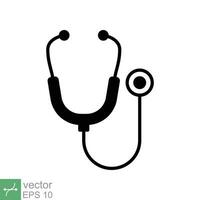 estetoscopio cardio dispositivo icono. sencillo sólido estilo. médico, médico equipo, salud corazón, hospital, cuidado de la salud concepto. glifo vector ilustración aislado en blanco antecedentes. eps 10