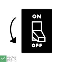 Light off, electric switch icon. Simple solid style. Power turn off button, toggle switch of position concept for web and app. Glyph vector illustration isolated on white background. EPS 10.