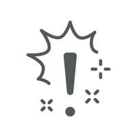 Exclamation mark signal for warning symbol. hazard cautions communication, error notification. icon, risk, alert, stop, stroke, attention, caution. Vector illustration solid, glyph style. EPS 10